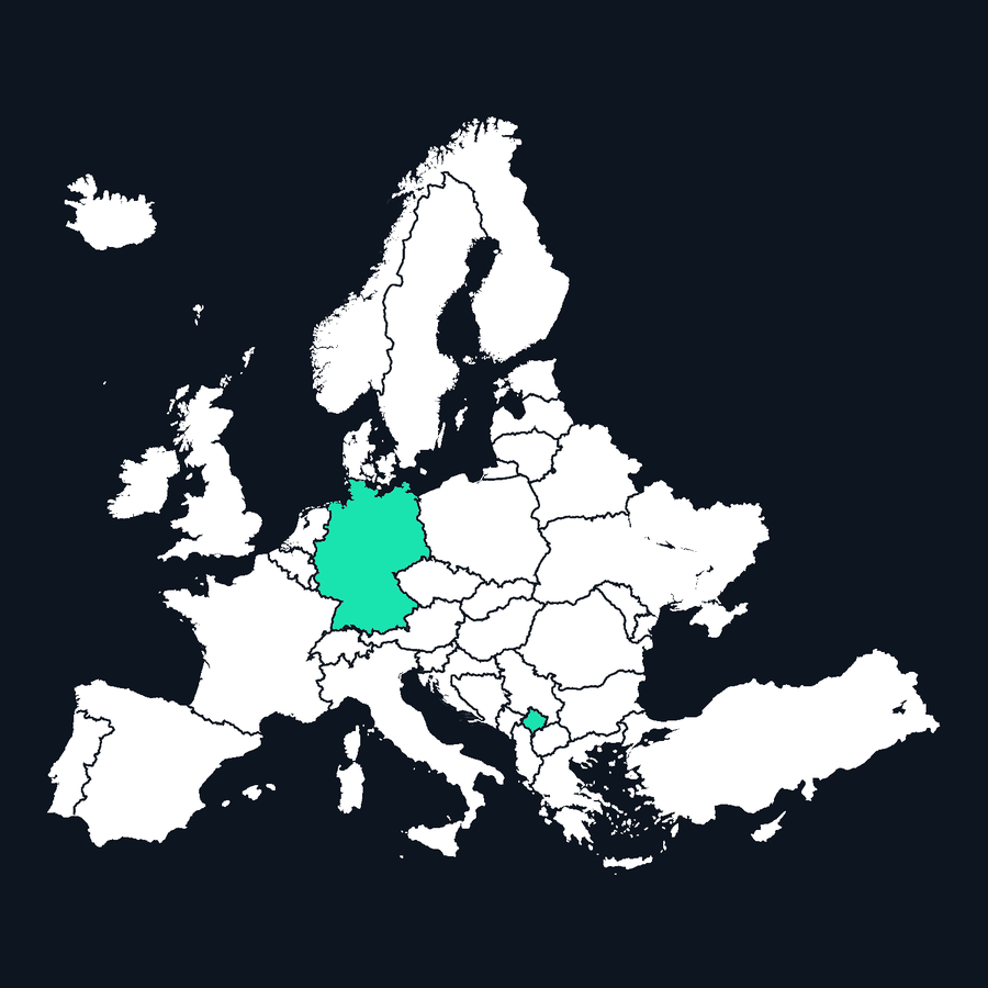 Europakarte mit Deutschland und Kosovo